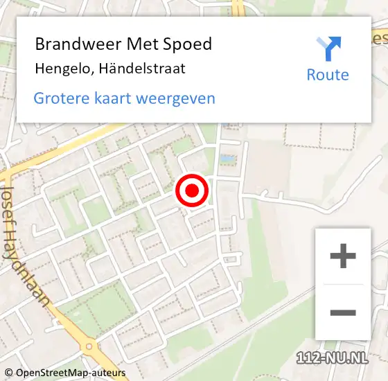 Locatie op kaart van de 112 melding: Brandweer Met Spoed Naar Hengelo, Händelstraat op 19 juli 2022 12:20