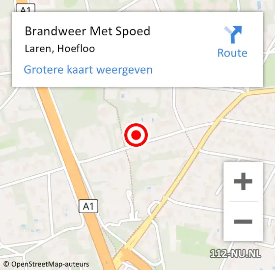 Locatie op kaart van de 112 melding: Brandweer Met Spoed Naar Laren, Hoefloo op 19 juli 2022 12:44