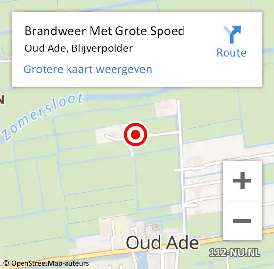 Locatie op kaart van de 112 melding: Brandweer Met Grote Spoed Naar Oud Ade, Blijverpolder op 19 juli 2022 12:56