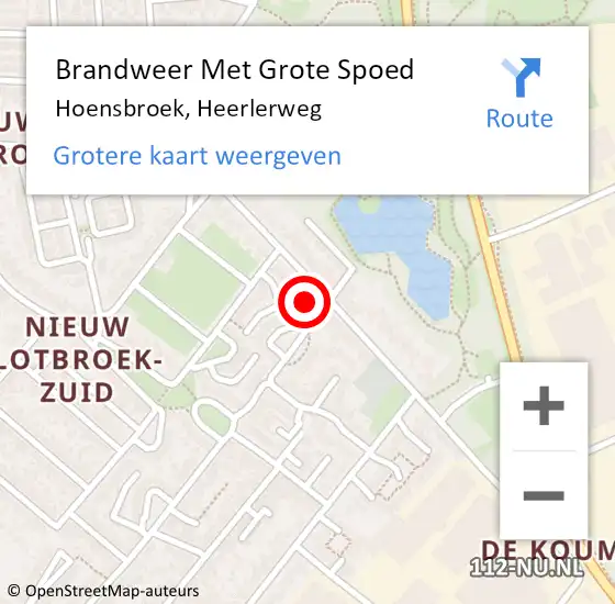 Locatie op kaart van de 112 melding: Brandweer Met Grote Spoed Naar Hoensbroek, Heerlerweg op 19 juli 2022 13:12