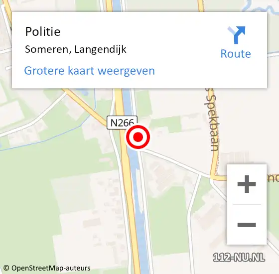 Locatie op kaart van de 112 melding: Politie Someren, Langendijk op 19 juli 2022 13:13