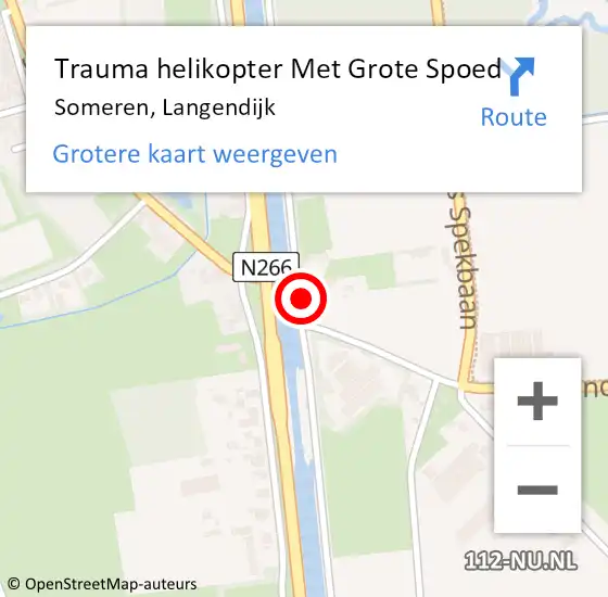 Locatie op kaart van de 112 melding: Trauma helikopter Met Grote Spoed Naar Someren, Langendijk op 19 juli 2022 13:16