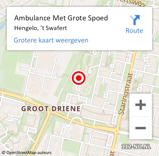 Locatie op kaart van de 112 melding: Ambulance Met Grote Spoed Naar Hengelo, 't Swafert op 19 juli 2022 13:30