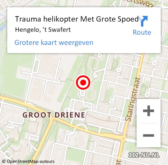 Locatie op kaart van de 112 melding: Trauma helikopter Met Grote Spoed Naar Hengelo, 't Swafert op 19 juli 2022 13:30