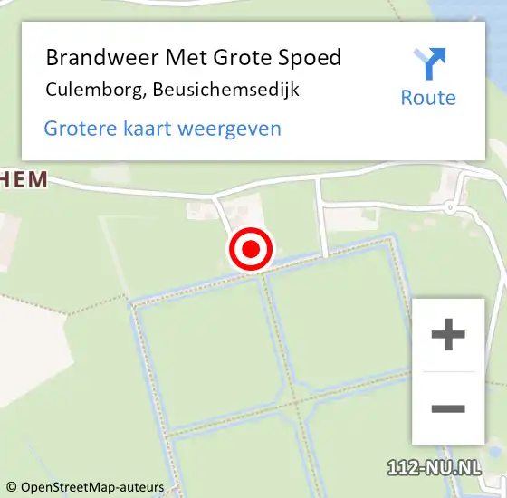 Locatie op kaart van de 112 melding: Brandweer Met Grote Spoed Naar Culemborg, Beusichemsedijk op 19 juli 2022 13:32