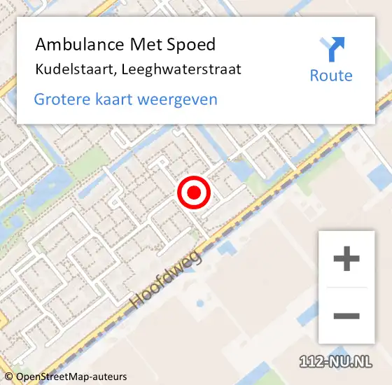 Locatie op kaart van de 112 melding: Ambulance Met Spoed Naar Kudelstaart, Leeghwaterstraat op 19 juli 2022 13:43