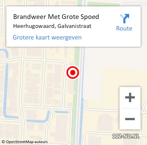 Locatie op kaart van de 112 melding: Brandweer Met Grote Spoed Naar Heerhugowaard, Galvanistraat op 19 juli 2022 13:44