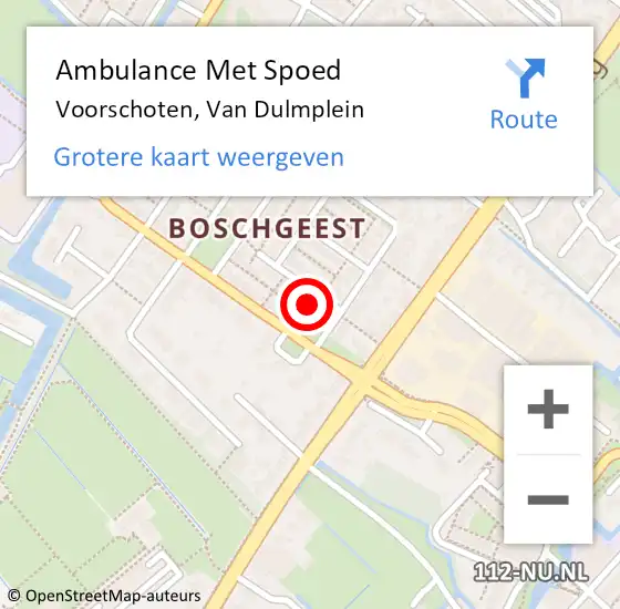 Locatie op kaart van de 112 melding: Ambulance Met Spoed Naar Voorschoten, Van Dulmplein op 19 juli 2022 13:45