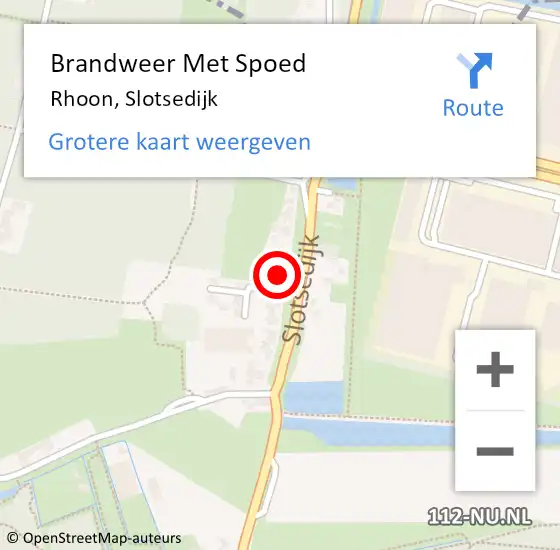 Locatie op kaart van de 112 melding: Brandweer Met Spoed Naar Rhoon, Slotsedijk op 19 juli 2022 13:45