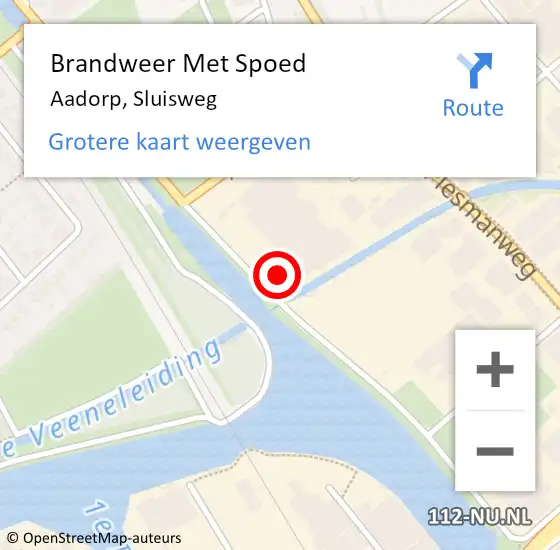Locatie op kaart van de 112 melding: Brandweer Met Spoed Naar Aadorp, Sluisweg op 19 juli 2022 13:49