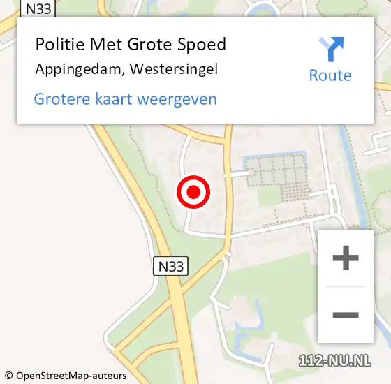 Locatie op kaart van de 112 melding: Politie Met Grote Spoed Naar Appingedam, Westersingel op 19 juli 2022 13:52