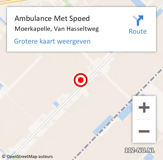Locatie op kaart van de 112 melding: Ambulance Met Spoed Naar Moerkapelle, Van Hasseltweg op 19 juli 2022 14:08
