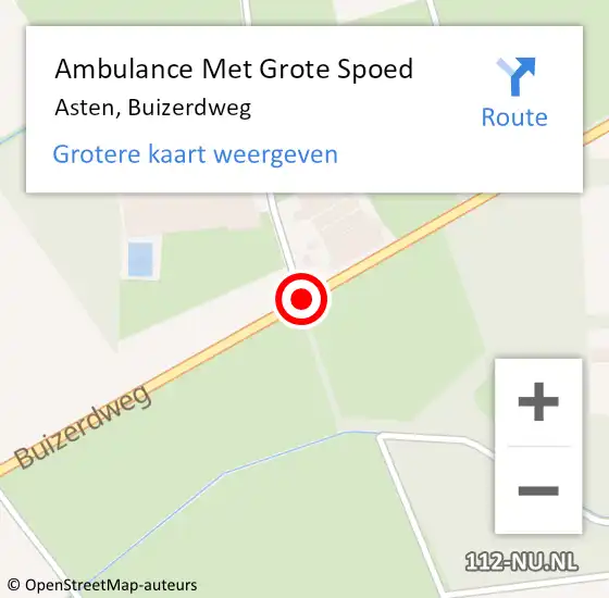 Locatie op kaart van de 112 melding: Ambulance Met Grote Spoed Naar Asten, Buizerdweg op 23 juli 2014 17:38