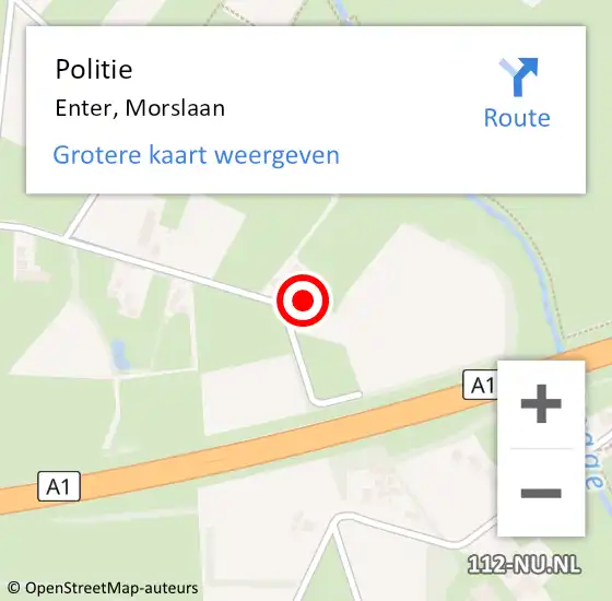 Locatie op kaart van de 112 melding: Politie Enter, Morslaan op 19 juli 2022 14:30