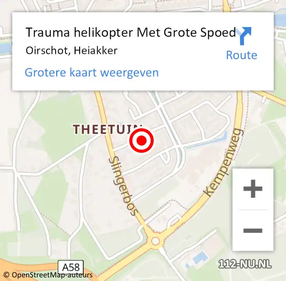 Locatie op kaart van de 112 melding: Trauma helikopter Met Grote Spoed Naar Oirschot, Heiakker op 19 juli 2022 14:30