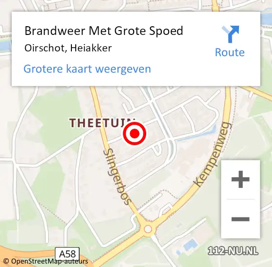 Locatie op kaart van de 112 melding: Brandweer Met Grote Spoed Naar Oirschot, Heiakker op 19 juli 2022 14:31