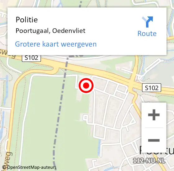 Locatie op kaart van de 112 melding: Politie Poortugaal, Oedenvliet op 19 juli 2022 14:34