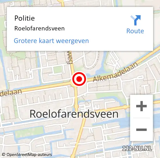 Locatie op kaart van de 112 melding: Politie Roelofarendsveen op 19 juli 2022 14:49