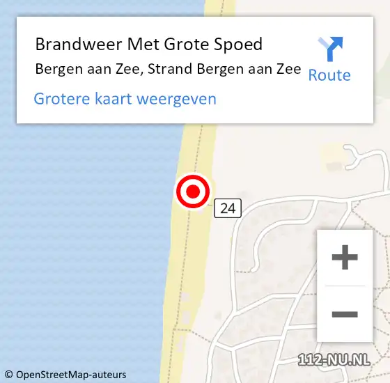 Locatie op kaart van de 112 melding: Brandweer Met Grote Spoed Naar Bergen aan Zee, Strand Bergen aan Zee op 19 juli 2022 15:03