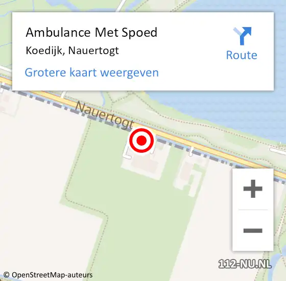 Locatie op kaart van de 112 melding: Ambulance Met Spoed Naar Koedijk, Nauertogt op 19 juli 2022 15:04