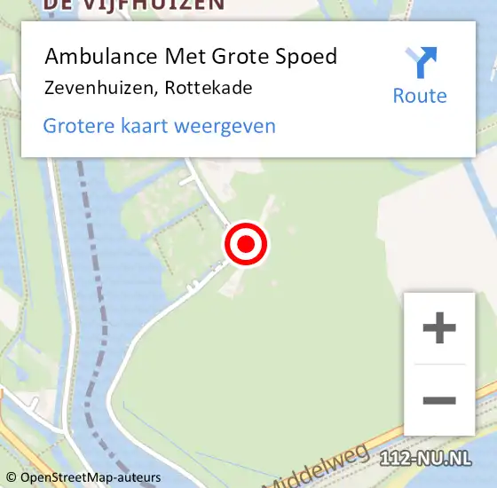 Locatie op kaart van de 112 melding: Ambulance Met Grote Spoed Naar Zevenhuizen, Rottekade op 19 juli 2022 15:04