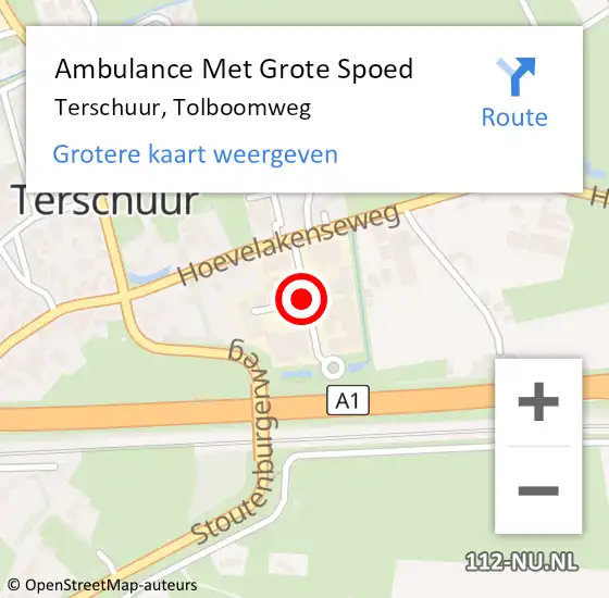 Locatie op kaart van de 112 melding: Ambulance Met Grote Spoed Naar Terschuur, Tolboomweg op 23 juli 2014 17:46