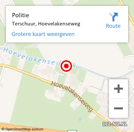 Locatie op kaart van de 112 melding: Politie Terschuur, Hoevelakenseweg op 23 juli 2014 17:48