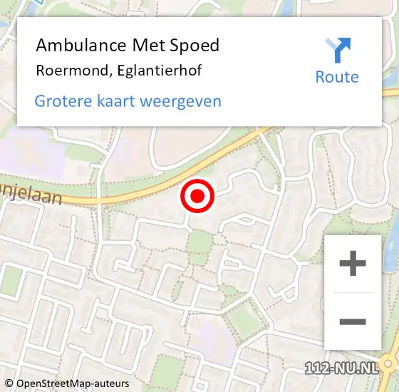 Locatie op kaart van de 112 melding: Ambulance Met Spoed Naar Roermond, Eglantierhof op 19 juli 2022 15:26