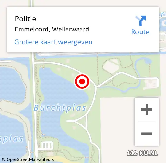 Locatie op kaart van de 112 melding: Politie Emmeloord, Wellerwaard op 19 juli 2022 15:34