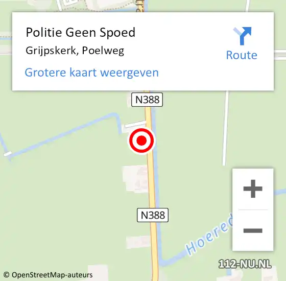 Locatie op kaart van de 112 melding: Politie Geen Spoed Naar Grijpskerk, Poelweg op 19 juli 2022 15:35