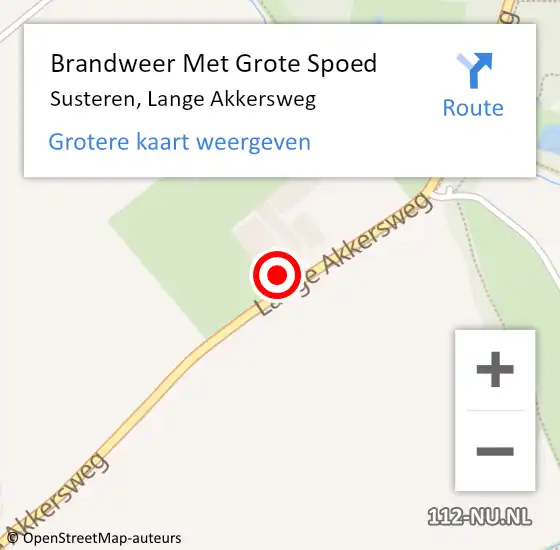 Locatie op kaart van de 112 melding: Brandweer Met Grote Spoed Naar Susteren, Lange Akkersweg op 19 juli 2022 15:37