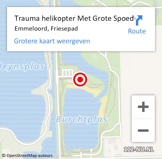 Locatie op kaart van de 112 melding: Trauma helikopter Met Grote Spoed Naar Emmeloord, Friesepad op 19 juli 2022 15:39