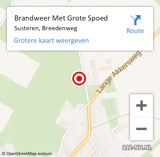 Locatie op kaart van de 112 melding: Brandweer Met Grote Spoed Naar Susteren, Breedenweg op 19 juli 2022 15:40