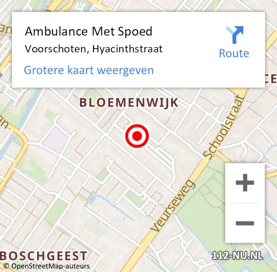 Locatie op kaart van de 112 melding: Ambulance Met Spoed Naar Voorschoten, Hyacinthstraat op 19 juli 2022 15:41