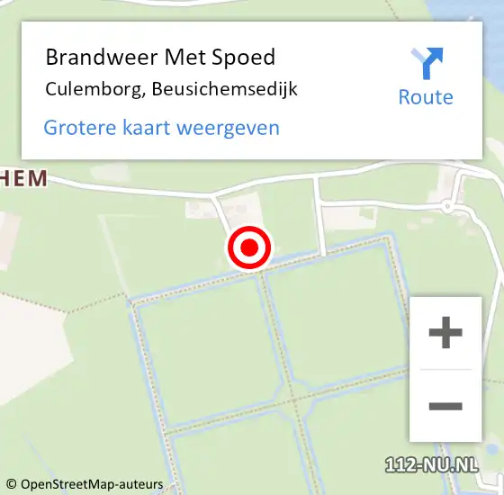 Locatie op kaart van de 112 melding: Brandweer Met Spoed Naar Culemborg, Beusichemsedijk op 19 juli 2022 15:46