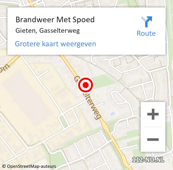 Locatie op kaart van de 112 melding: Brandweer Met Spoed Naar Gieten, Gasselterweg op 19 juli 2022 15:49