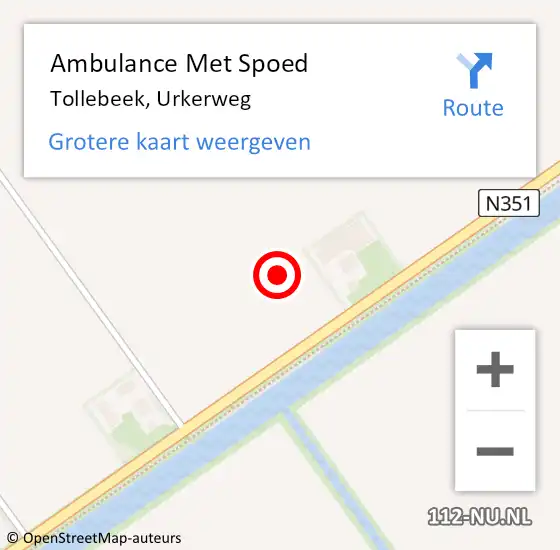 Locatie op kaart van de 112 melding: Ambulance Met Spoed Naar Tollebeek, Urkerweg op 19 juli 2022 16:02