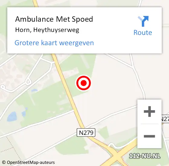 Locatie op kaart van de 112 melding: Ambulance Met Spoed Naar Horn, Heythuyserweg op 19 juli 2022 16:18