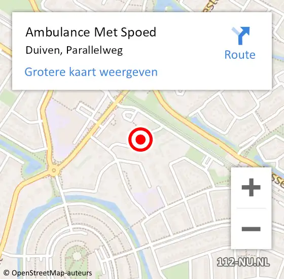 Locatie op kaart van de 112 melding: Ambulance Met Spoed Naar Duiven, Parallelweg op 19 juli 2022 16:20