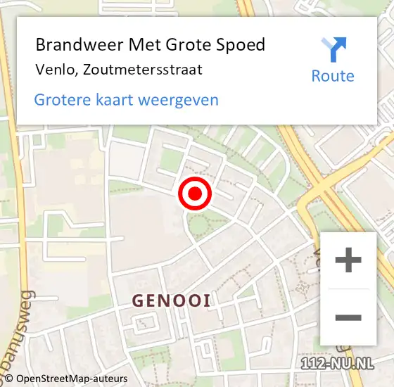 Locatie op kaart van de 112 melding: Brandweer Met Grote Spoed Naar Venlo, Zoutmetersstraat op 19 juli 2022 16:21