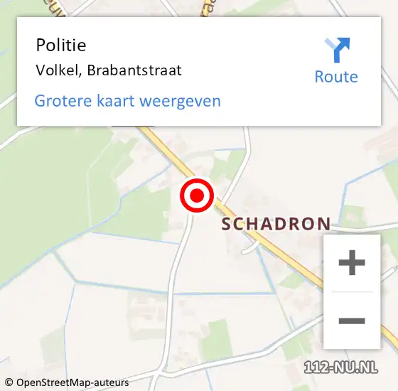 Locatie op kaart van de 112 melding: Politie Volkel, Brabantstraat op 19 juli 2022 16:26