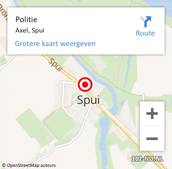 Locatie op kaart van de 112 melding: Politie Axel, Spui op 19 juli 2022 16:42