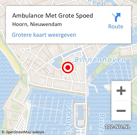 Locatie op kaart van de 112 melding: Ambulance Met Grote Spoed Naar Hoorn, Nieuwendam op 19 juli 2022 16:44