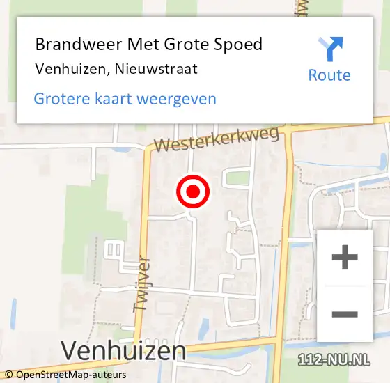 Locatie op kaart van de 112 melding: Brandweer Met Grote Spoed Naar Venhuizen, Nieuwstraat op 19 juli 2022 16:47