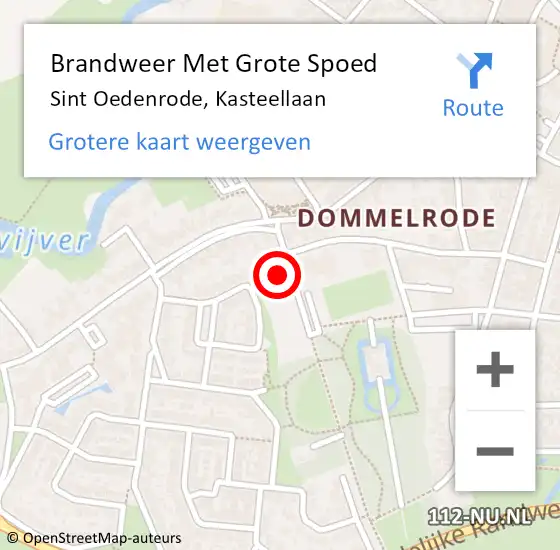 Locatie op kaart van de 112 melding: Brandweer Met Grote Spoed Naar Sint Oedenrode, Kasteellaan op 19 juli 2022 16:48