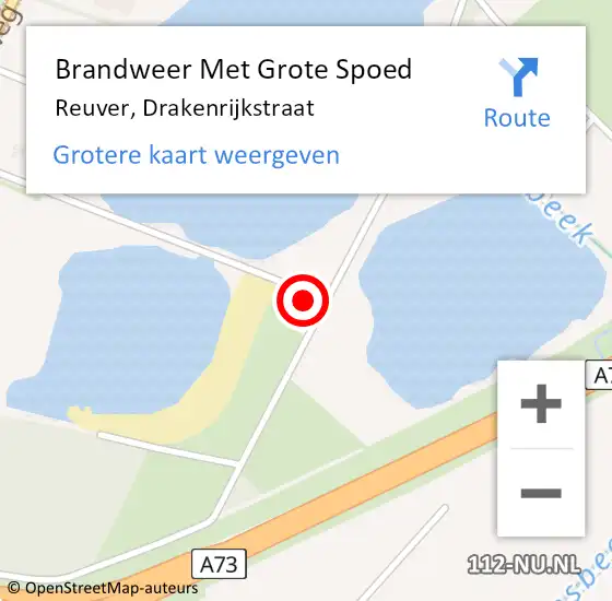 Locatie op kaart van de 112 melding: Brandweer Met Grote Spoed Naar Reuver, Drakenrijkstraat op 19 juli 2022 16:59