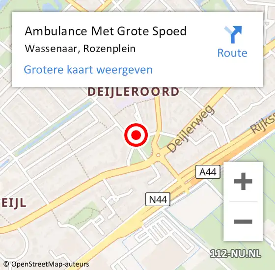 Locatie op kaart van de 112 melding: Ambulance Met Grote Spoed Naar Wassenaar, Rozenplein op 19 juli 2022 16:59