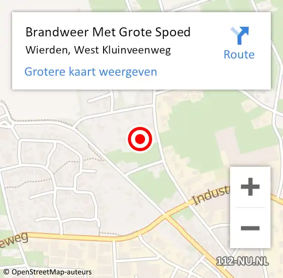 Locatie op kaart van de 112 melding: Brandweer Met Grote Spoed Naar Wierden, West Kluinveenweg op 19 juli 2022 17:10