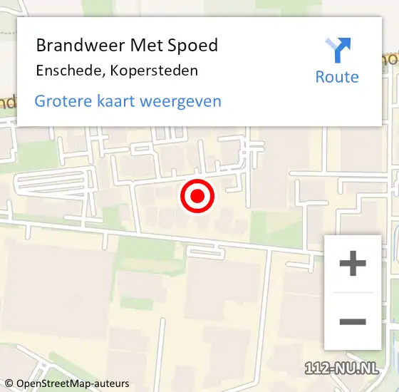 Locatie op kaart van de 112 melding: Brandweer Met Spoed Naar Enschede, Kopersteden op 19 juli 2022 17:17