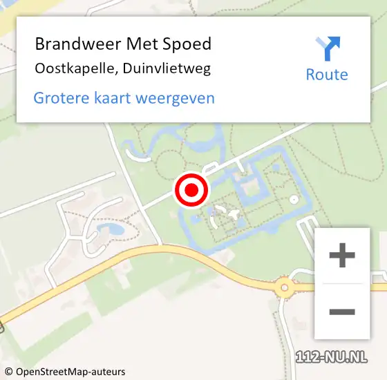 Locatie op kaart van de 112 melding: Brandweer Met Spoed Naar Oostkapelle, Duinvlietweg op 19 juli 2022 17:19